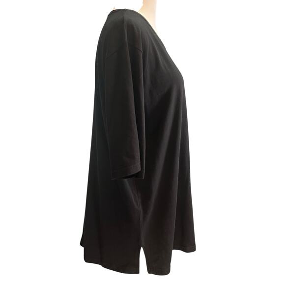 Ulla Popken Black Cotton USA T-Shirt Relaxed Fit Short Sleeve Tee‎ Size 12/14 - Picture 4 of 5